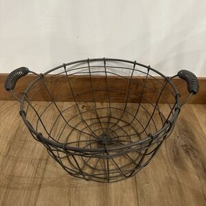 Metal Wire Basket With Handles Bowl Decorative Primitive 13x11‎